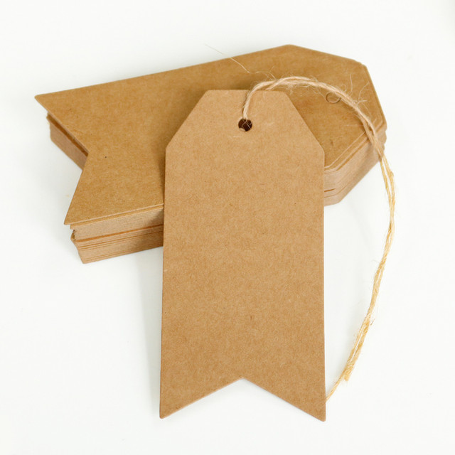 100pcs 4.5x9.5cm Kraft Paper Tag Blank Gift Label Gift Present Packing  Decoration HangTag Sewing